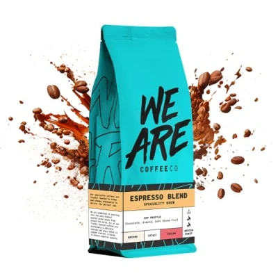 Image of Coffee Ground, 227g Bag Espresso Blend Ground Coffee, 100% Arabica &amp; Robusta, Medium Roast Speciality (We Are Co)