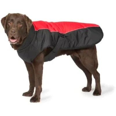Image of Danish Design Red Sports Machine Washable Adjustable Fastening Light Reflective Luxe Dog/Puppy Coat 18 Inch 45 cm