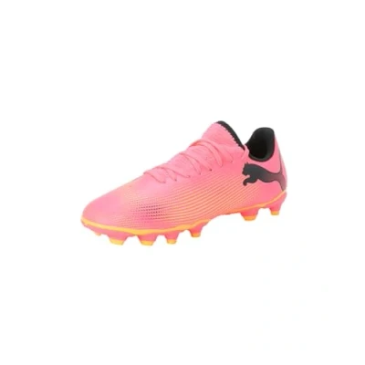 Image of Puma Future 7 PLAY FG/AG JR Unisex Moulded stud football boots for kids, Size: 10K, Sunset glow/black/sun stream Synthetics/textile