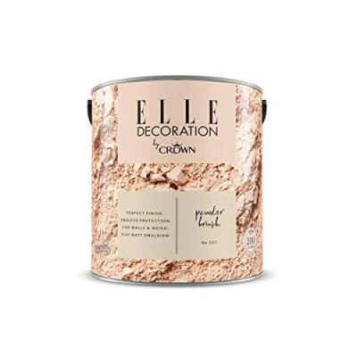 Image of ELLE Decoration by CROWN 2.5L Flat MATT Emulsion Paint Powder Brush No 557