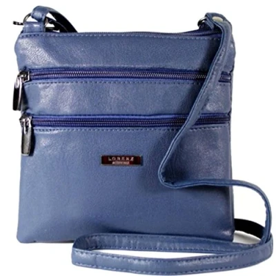 Image of Lorenz Small Leather Grain PU Twin Section Bag Cross Body Purse