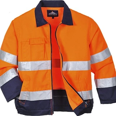 Image of Portwest Madrid Hi Vis Jacket, Size: L, Colour: Orange/Navy, TX70ONRL