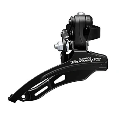 Image of Shimano FD TZ500 6 speed MTB front derailleur, down swing, top pull, 31.8mm, 66 69, 42T