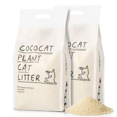 Image of Cococat Cassava Cat Litter Strong Clumping, Unscented For Excellent Odour Control, Dust free, Easy Scooping, Biodegradable (6L x 2 Packs)