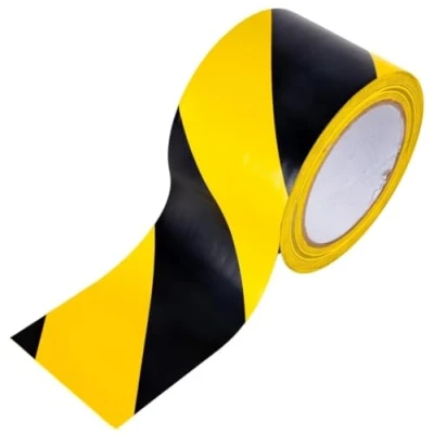 Image of GTSE Hazard Tape Black and Yellow, 100mm (4&quot;) x 33m, Strong Adhesive Warning/Caution Tape, Floor Marking 1 Roll