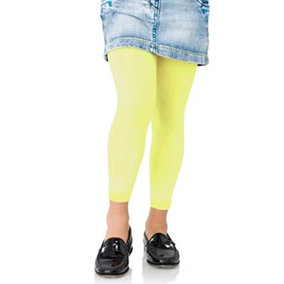 Image of Kids Fashion Girls Microfiber Semi Opaque Footless Tights 40 Denier (10 13 Years (146cm), Light Yellow)