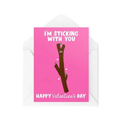 Image of Funny Valentine&#039;s Day Card I&#039;m Sticking With You Husband Wife Cards Valentines Girlfriend Boyfriend Married CBH1456