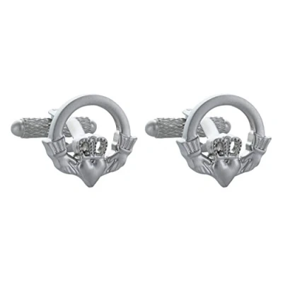 Image of Irish Claddagh Cufflinks Presented In Onyx Art Cufflink Box