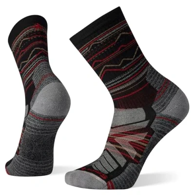 Image of Smartwool HIKE Light Cushion Mountain Range Pattern CREW Socks Sports socks, Size: 5 7.5, Black