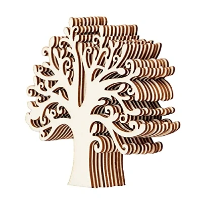 Image of NBEADS 20 Pcs Wooden Family Tree Embellishments, 12.5x12.5cm Blank Shape Wood Cutout Hollow of Life Embellishments for Christmas Wedding Ornaments and Diy Crafts