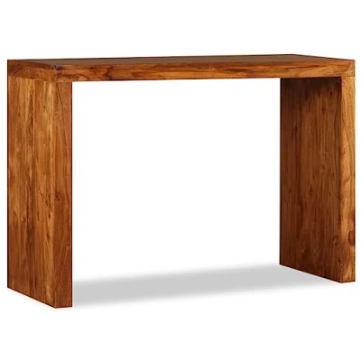 Image of vidaXL Solid Acacia Wood Console Table Handcrafted Sideboard with Honey Finish, Perfect for Living Room and Hall Brown, Rectangular