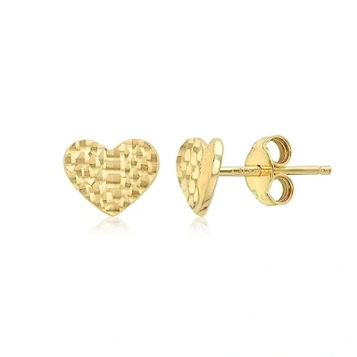 Image of Carissima Gold Women&#039;s 9 ct Yellow Diamond Cut 8.8 x 7 mm Curved Heart Stud Earrings
