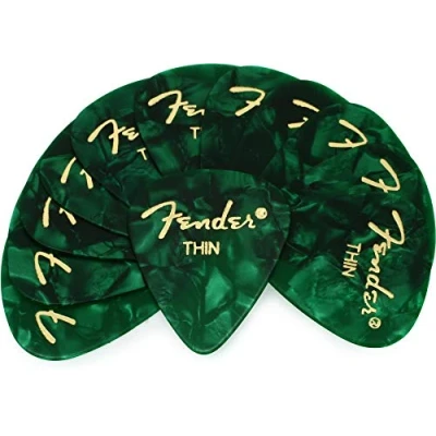 Image of Fender® 351 Shape Classic Picks Celluloid Plectrums Pack of 12 Thickness Thin Black