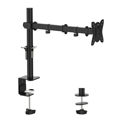 Image of GRIFEMA Single Monitor Arm Desk Mount for 13&quot; to 32&quot; Screens, 2 Mouting Options with Tilt Swivel Rotation, Max. Load 10kg, VESA 75x75 100x100 GB2001 1,Black/White