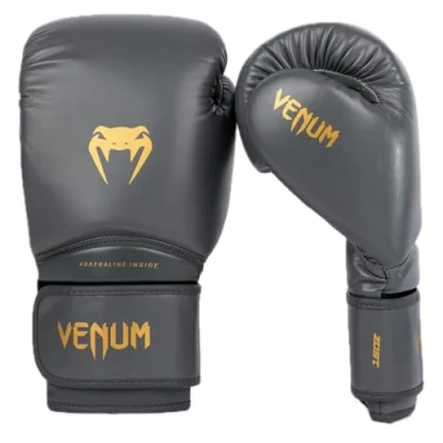 Image of Venum, Contender 1.5 Boxing Gloves, Unisex Adult, 10 Oz, Grey/Gold