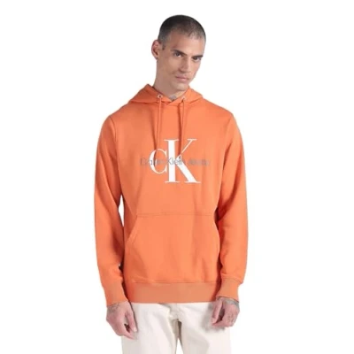 Image of Calvin Klein Jeans Men Hoodie Seasonal Monologo Regular , Orange (Burnt Clay), S