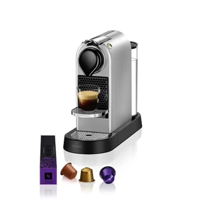 Image of Nespresso Krups CitiZ Coffee Machine, Freestanding Espresso Automatic Shut Off, 1 Litre Water Tank, 1260 Watt, Silver, XN741B