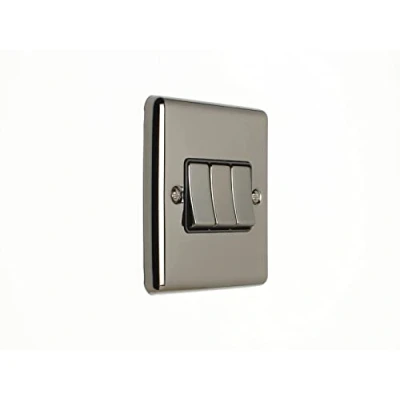 Image of EUROLITE Enhance Black Nickel 3 Gang Triple 10 AMP 2 Way Light Switch EN3SW BNB