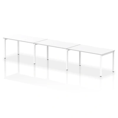Image of Evolve Single White Frame Bench Desk 1400 (3 Pod) BE391