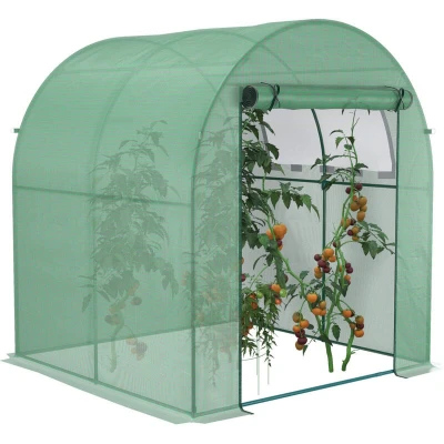 Image of Outsunny Polytunnel Greenhouse for Garden W/Mesh Window and Steel Frame, 1.8 X 2 M