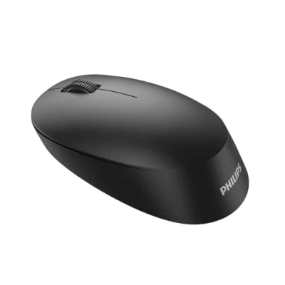 Image of PHILIPS SPK7307B Wireless Mouse, 2.4GHz, USB Receiver, Ambidextrous Shape (Right and Left Handed Users), Silent Click, 1600 DPI, Smart Power Saving Function, Includes 1xAA Battery, Black