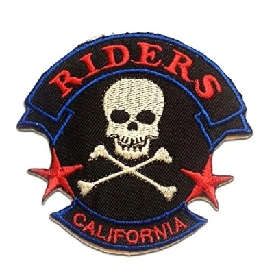 Image of Riders California Biker Iron on Patches Adhesive Emblem Stickers Appliques, Size: 3.54 x 3.35 inches