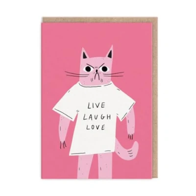 Image of Live Laugh Love Cat Greeting Card