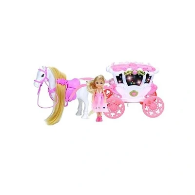 Image of SDMAX 5 Inch Baby Carriage With 3d Light, Musical Doll, Doll As A Princess Her Carriage, Changes Music Movement, Pink Horse suitable For Children Over 3 Years