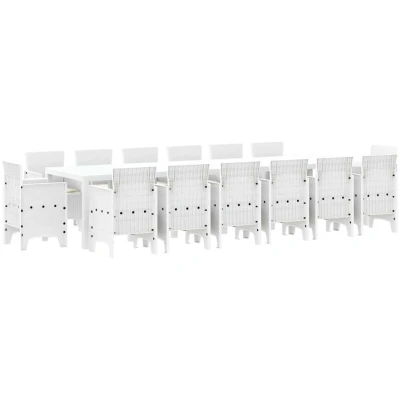 Image of vidaXL 15 Piece Garden Dining Set with Cushions White Poly Rattan