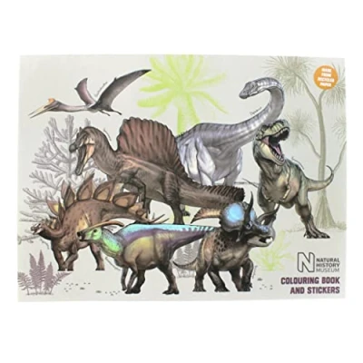 Image of Natural History Museum Dinosaur Colouring Book &amp; Stickers Gifts Stationery Pad Drawing Pads 37 x 28cm