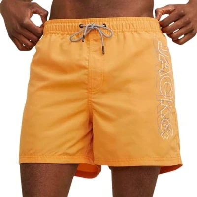 Image of JACK &amp; JONES Men&#039;s Jpstfiji Jjswim Double Logo Sn Ly Swimming Shorts, Apricot, S