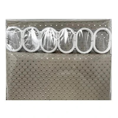 Image of HTUK Waterproof Shower Curtains 180 x 180cm With 12 Hooks Mildew And Mould Resistant Fabric Curtain 100% Polyester Diamond Pattern (Cream)