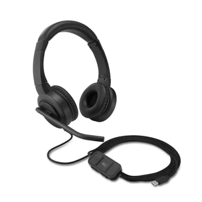 Image of Kensington H1000 USB C On Ear Headset, Ultra Comfortable Professional Wired HD Audio Computer Headphone Device with Noise Canceling Microphone, LEDs &amp; 40mm Drivers, Universal Plug Play (K83450WW)