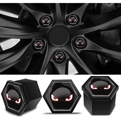 Image of SkinoEu Wheel Nut Covers Bolts Caps Universal 17mm With Removal Tool Black NC 12