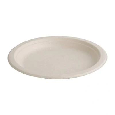 Image of Fiesta Green Compostable Bagasse Round Plates Natural Colour 260mm (Pack of 50), FC545