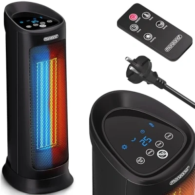 Image of Monzana® Ceramic Heater 2000W 4 Operating Modes 15 40C Adjustable Energy Efficient 120 Oscillation Timer Remote Control Electric Space Black