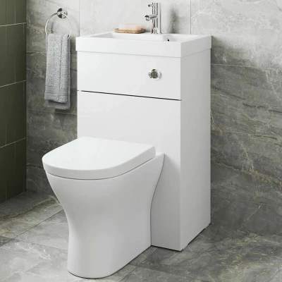 Image of Artis 2 in 1 Back to Wall Toilet with Sink on Top White Gloss Unit 500mm Width