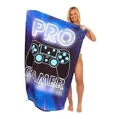 Image of Lions Beach Towels for Adults 100% Polyester Microfibre Sand Free Towel 100x180cm, Extra Large Quick Dry Lightweight Pool Towels, Water Absorbent, Ideal Swimming, Gamer