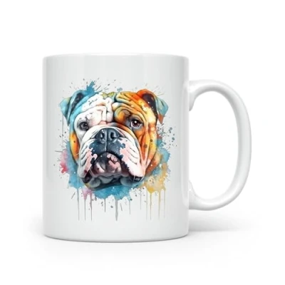 Image of Anonymous Gifting English Bulldog Dog Watercolour Print Mug Beautiful Glossy Printed