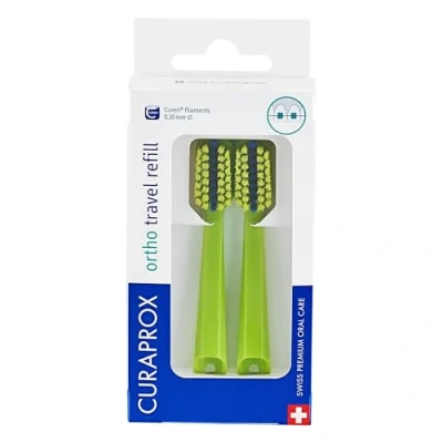 Image of Curaprox CS 5460 Ortho Travel Refill, Brush Heads for Toothbrush, Duo Pack, Green