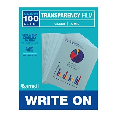 Image of Samsill 100 Pack Clear Write On Transparency Film