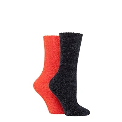 Image of Elle Women Chenille Boot Socks Pack of 2 Rust 4 8