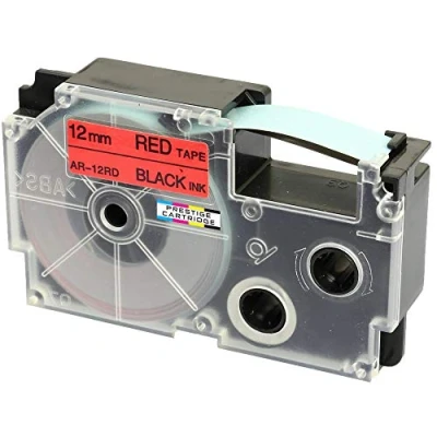 Image of Compatible XR 12RD 12RBlack on Red 12mm x 8m Self Adhesive Label Tape for Casio KL 60 100 120 200 300 750 780 820 2000 7000 7200 8100 8200 Makers
