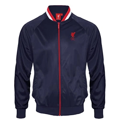 Image of Liverpool FC Official Football Gift Mens Retro Track Top Jacket Navy 3XL