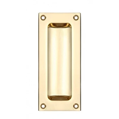 Image of Zoo Hardware FB90 Rectangular Recessed Flush Door Pull Handle 102 x 45mm (Polished Brass)
