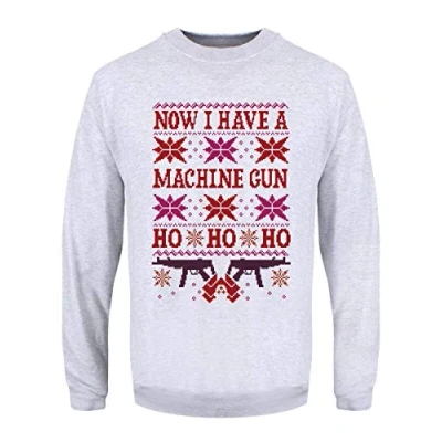 Image of Men&#039;s Now I Have A Machine Gun Grey Christmas Jumper