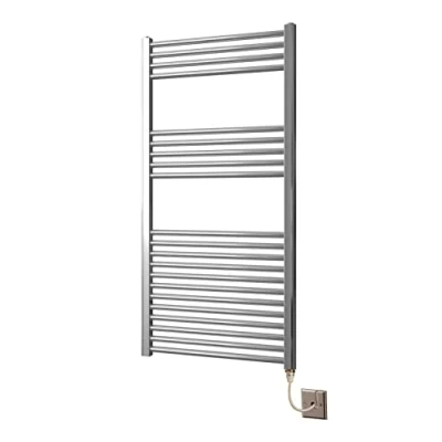 Image of Greened House Chrome Straight Electric Heated Towel Rail 600mm wide x 1200mm high Flat Bathroom Radiator