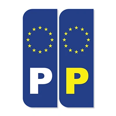 Image of Landing Designs 2 x P Portugal Euro Car Number Plate Stickers