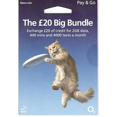 Image of O2 PAY &amp; GO THE £20 Big Bundle Nano Sim card