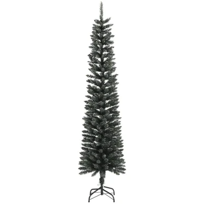 Image of vidaXL Artificial Slim Christmas Tree with Stand Green 240 cm PVC